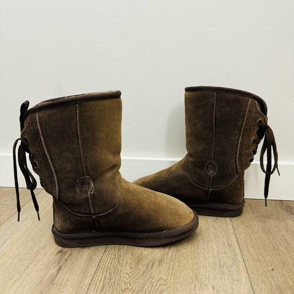 BooRoo brown suede boots with lace up backs woman’s 7 - Picture 6 of 9